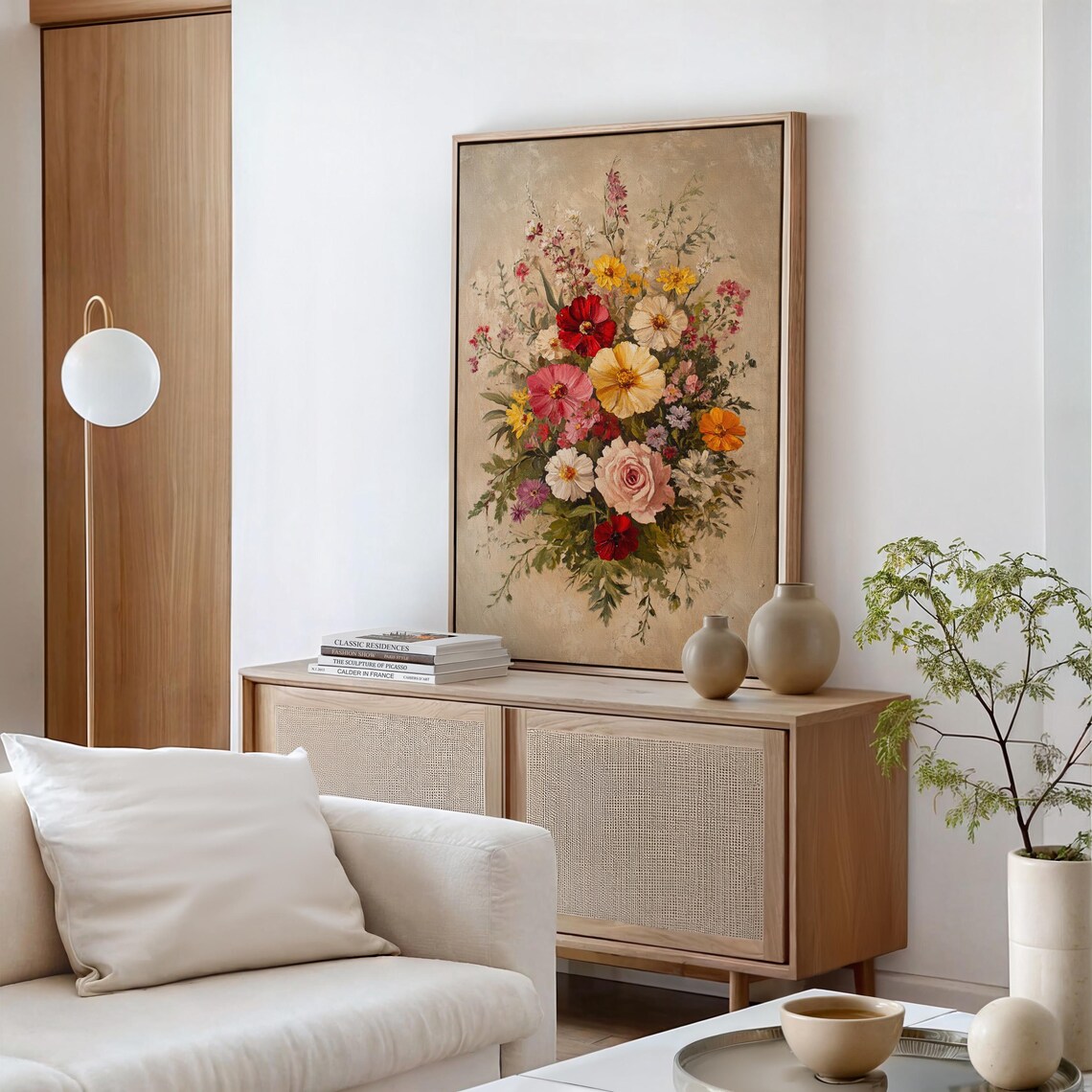 Blush Rose Cosmos Wildflower Bouquet Sunlit Vintage Floral Poster - Image 6