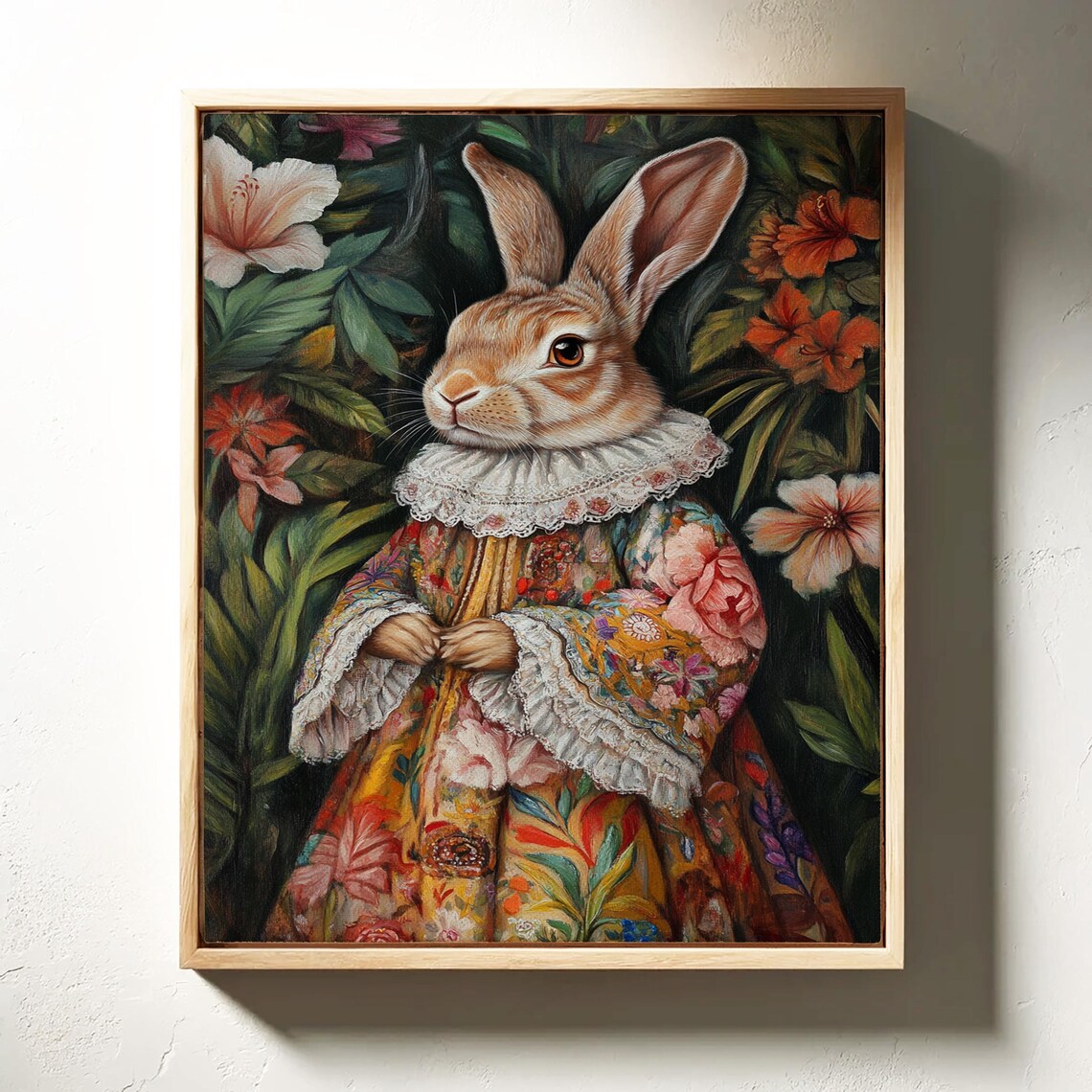 Regal Rabbit in Floral Victorian Dress Vintage Animal Portrait Poster - Image 6
