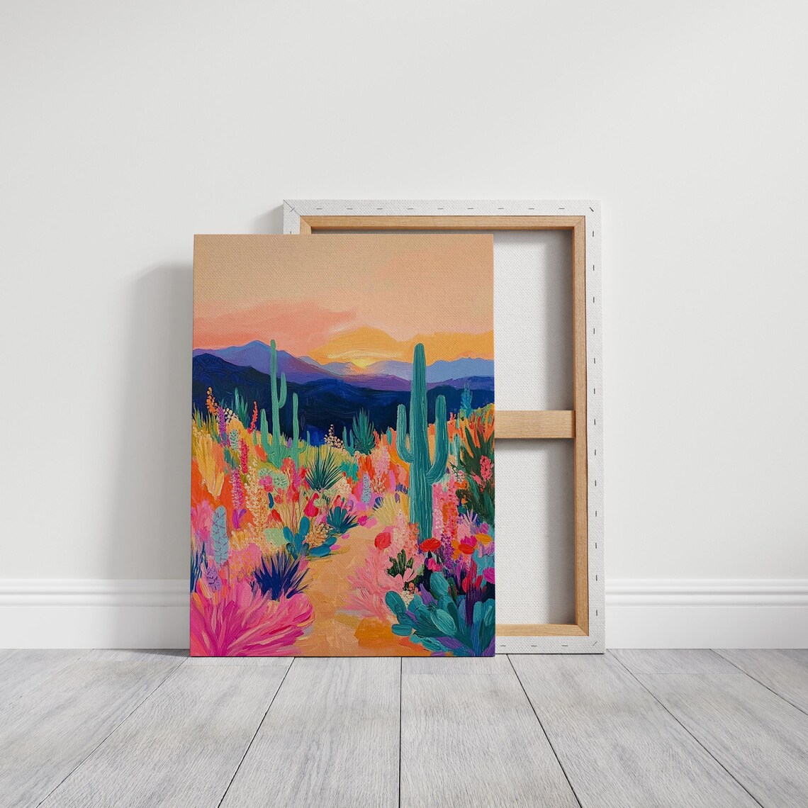 Colorful Desert Wildflower Landscape Saguaro Cactus Sunset Poster - Image 3