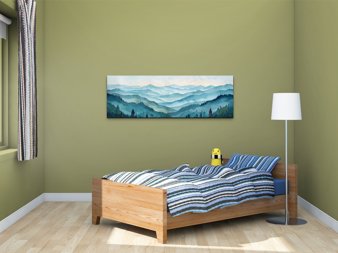 Panoramic Ouachita Mountain Mid Century Modern Mountain Wall Art - Image 5