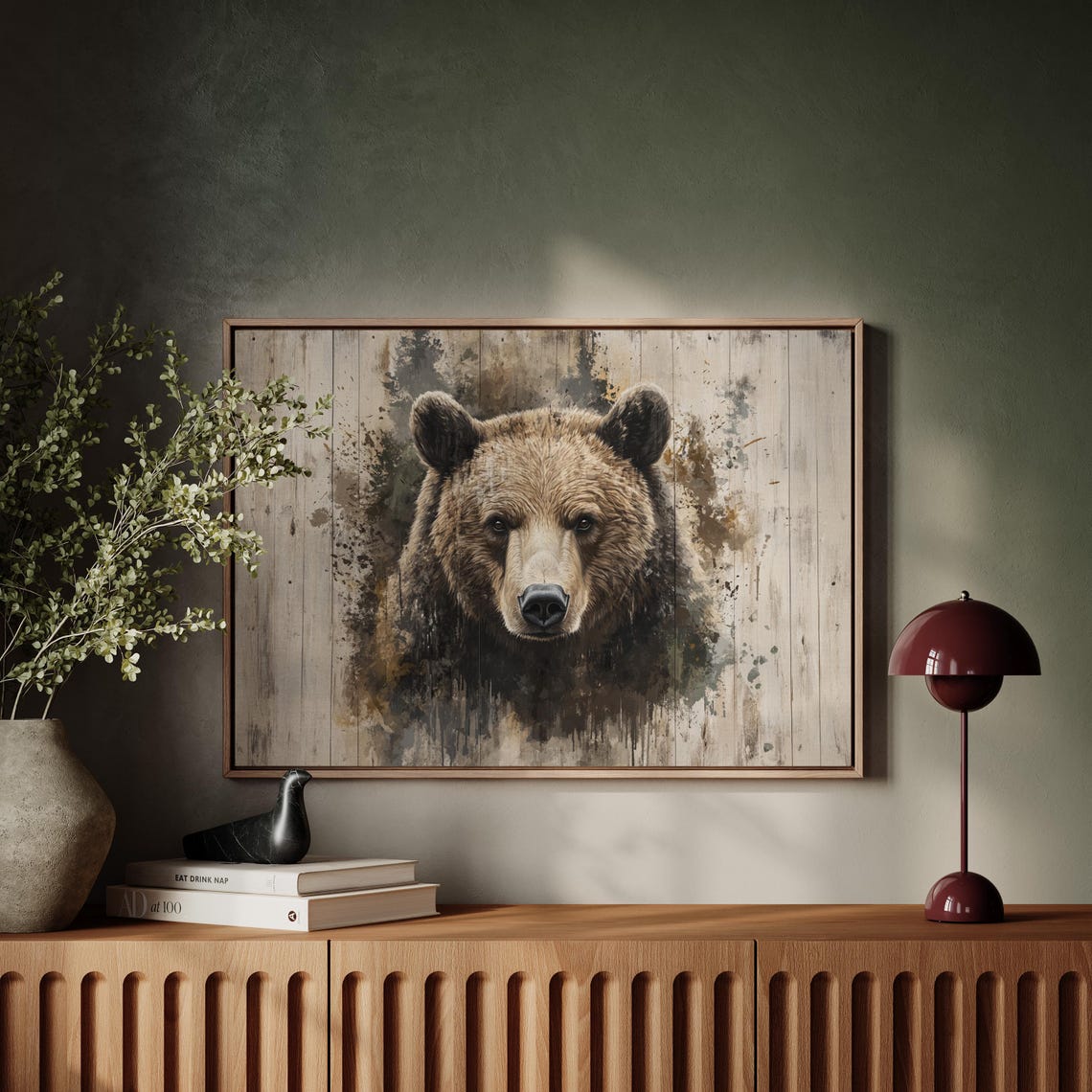 Grizzly Bear Portrait Rustic Weathered Wood Wilderness Poster - Image 5