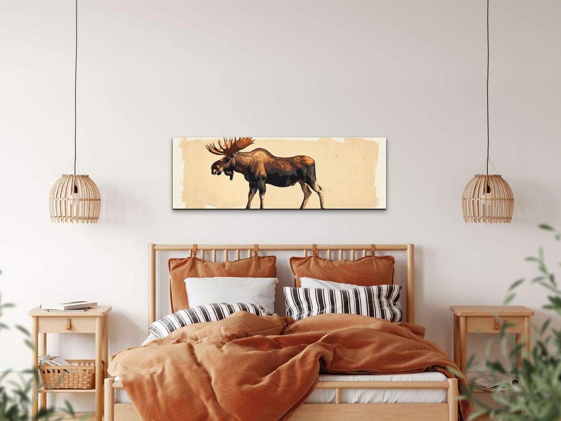 Moose Side Profile Panoramic Mid Century Modern Wildlife Poster - Image 5