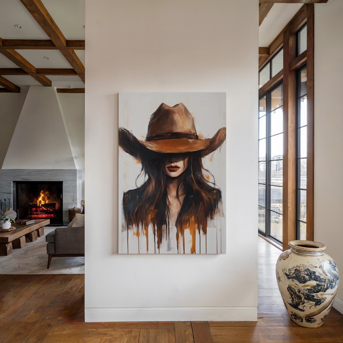 Cowgirl Wall Art, Dripping Paint Rustic Boho - Image 5