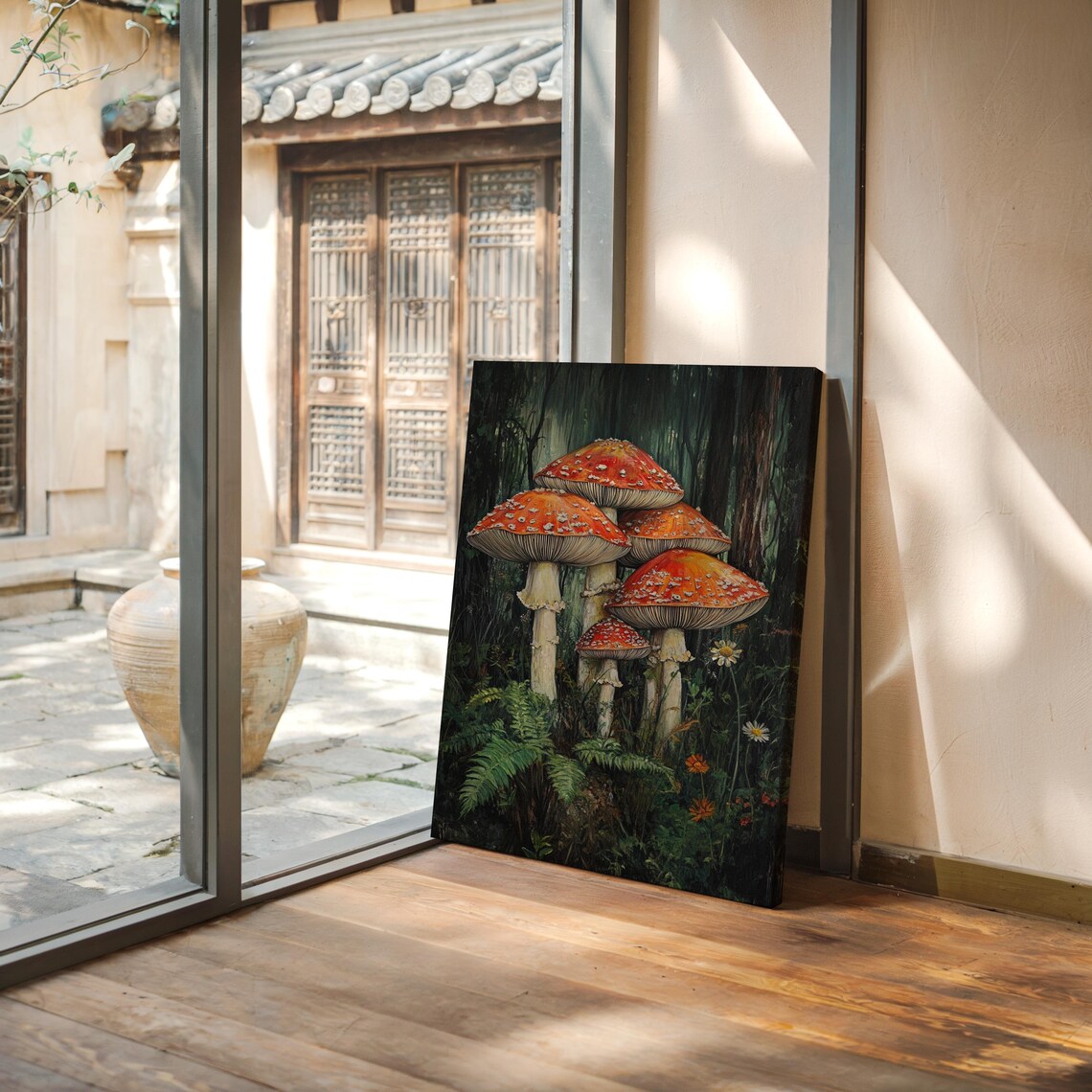 Amanita Mushrooms, Mystical Forest Nature Art - Image 6
