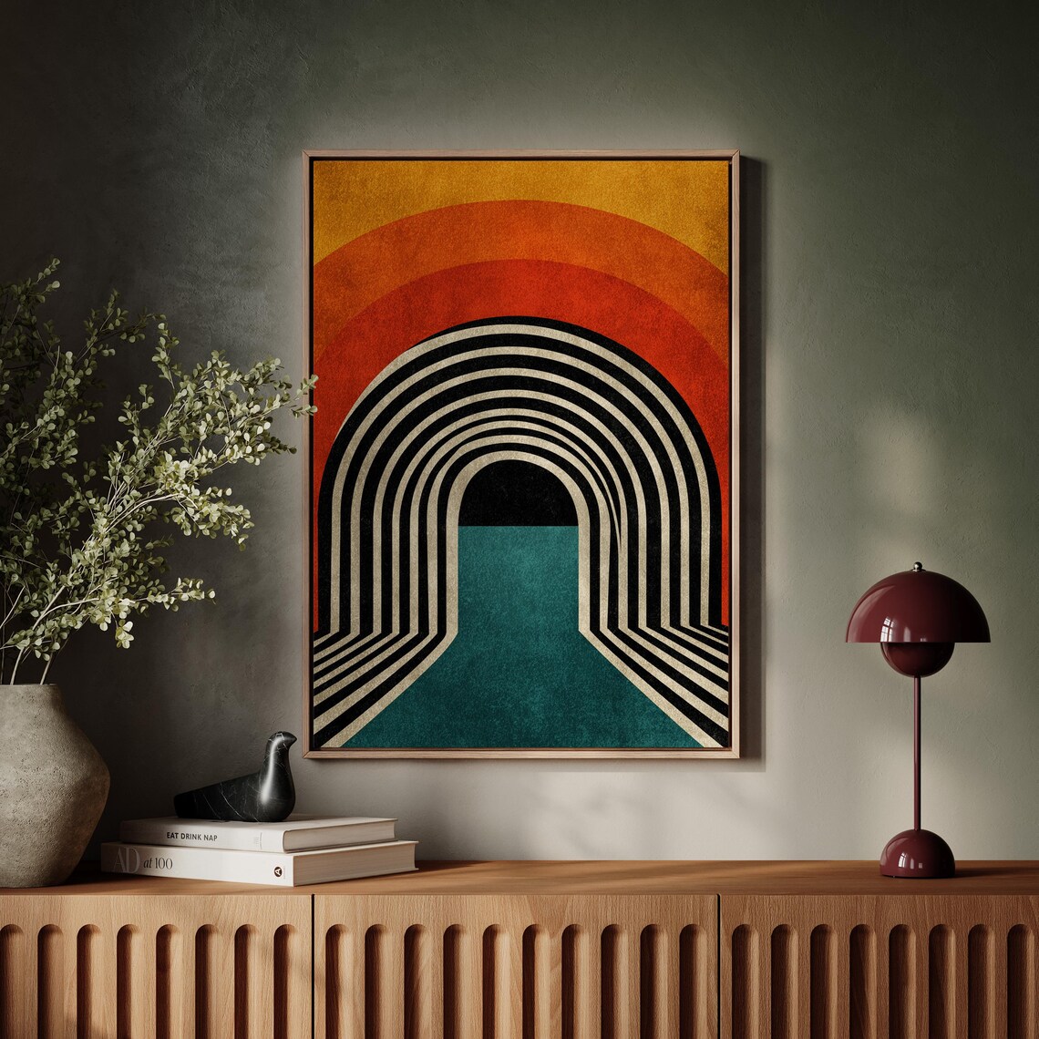 Retro Geometric Arch, Mid-Century Modern Art Print