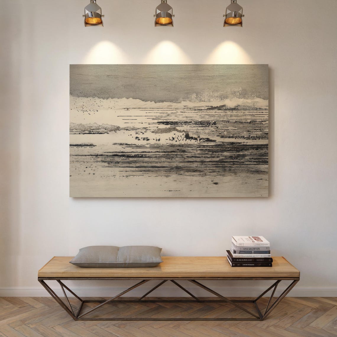 Minimal Abstract Seascape In Black And White