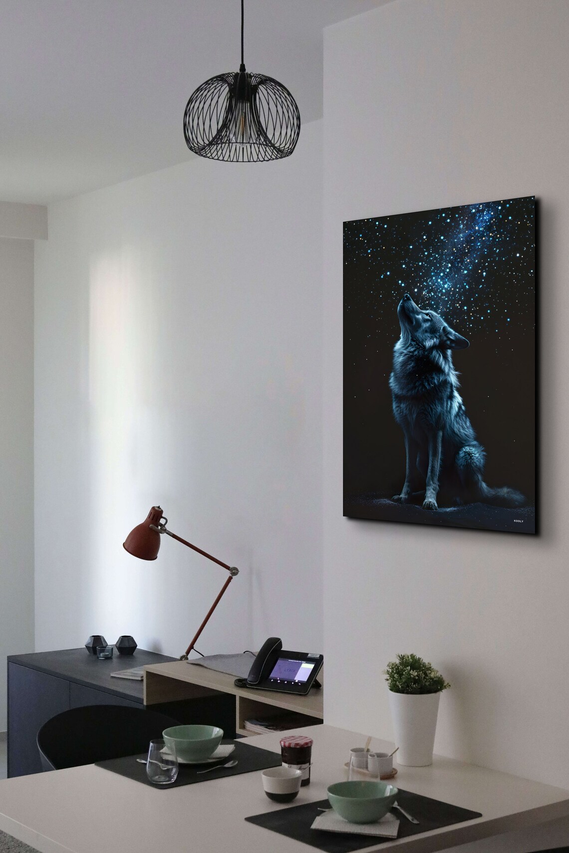 Majestic Gray Howling Wolf Gazing at Starry Night Sky Poster - Image 4