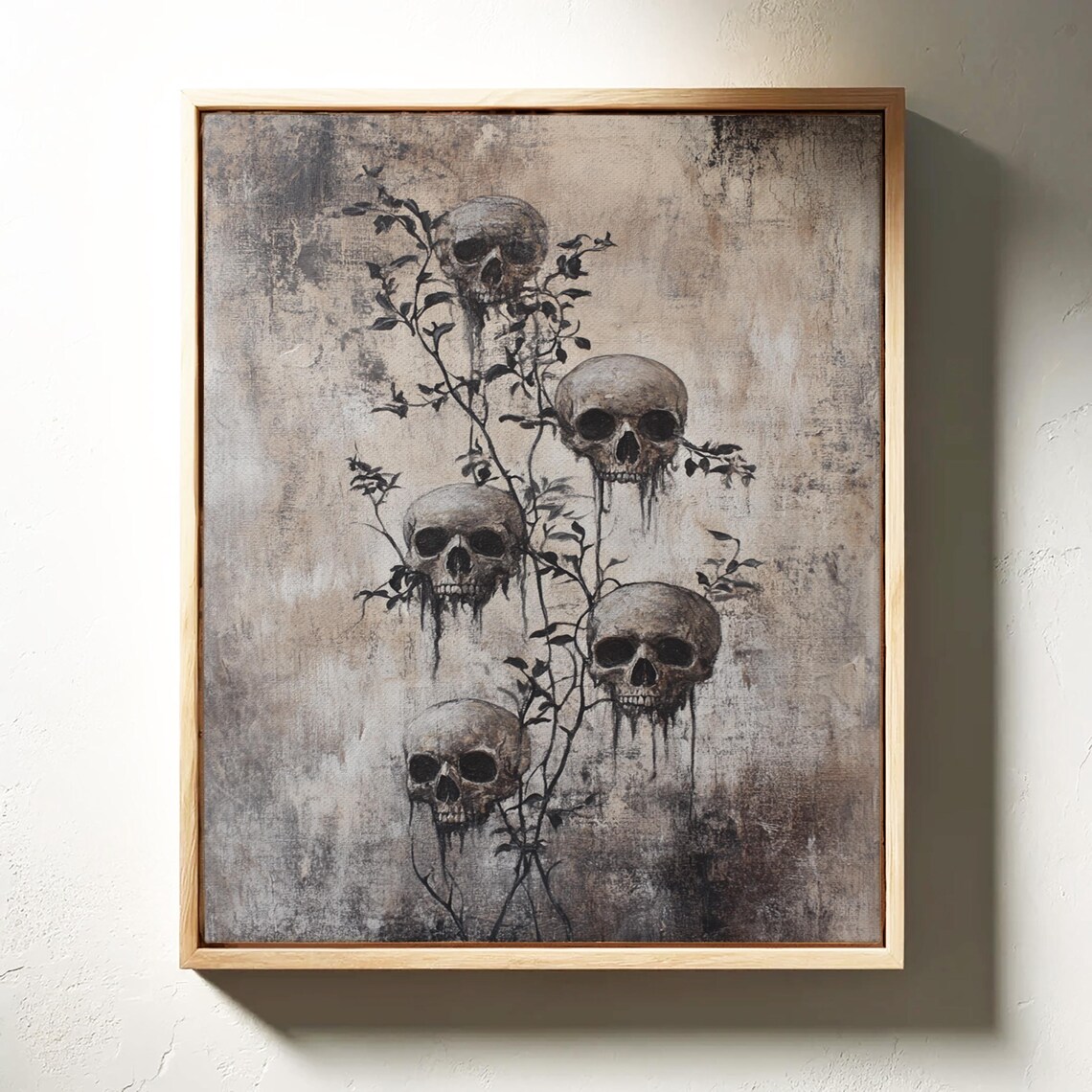Gothic Skull Floral Art, Dark Botanical Decor - Image 4