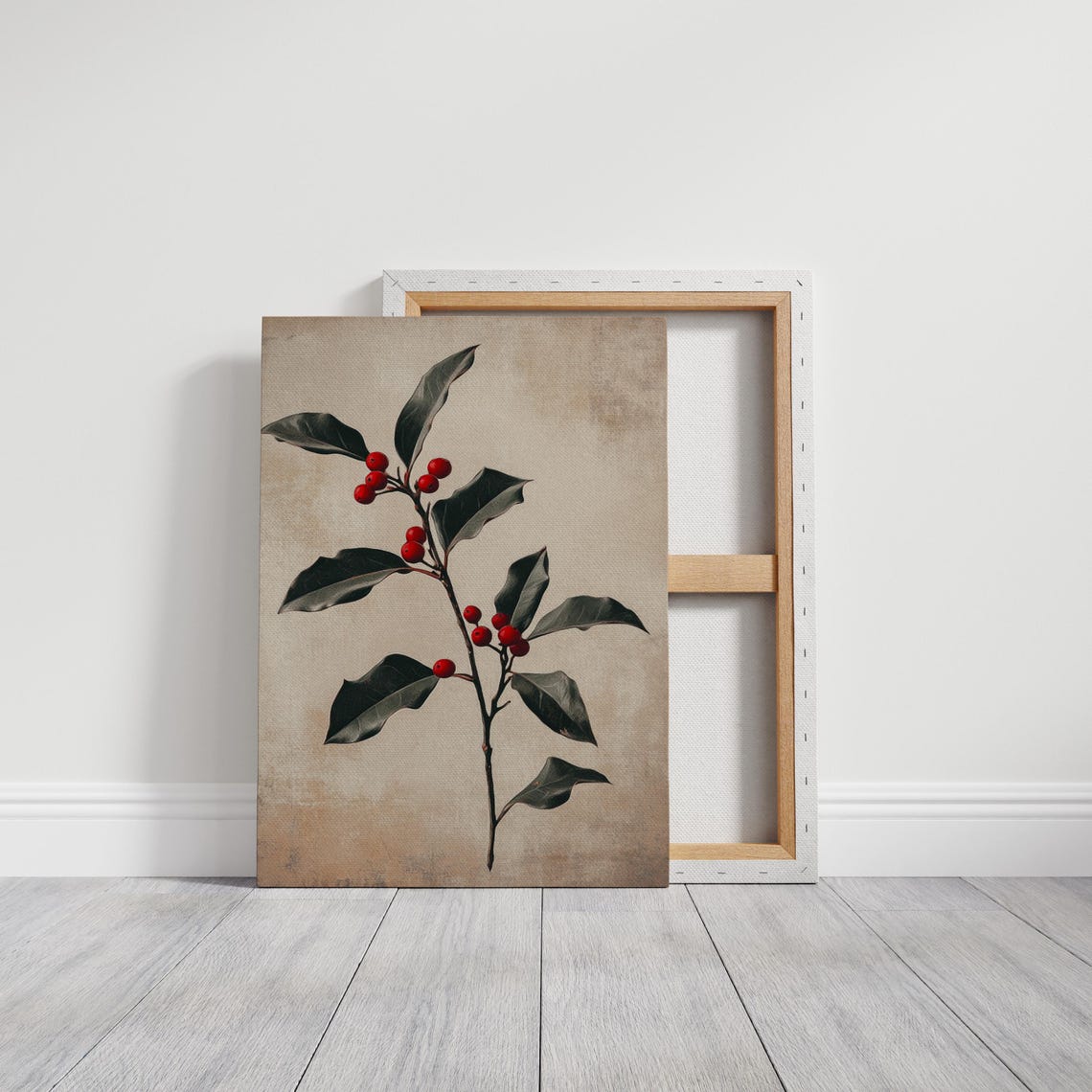 Holly Branch With Red Berries On Aged Paper Vintage Botanical Poster - Image 4
