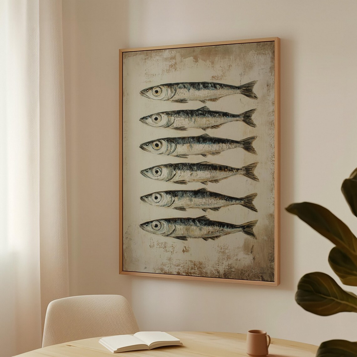 Six Sardines Swimming Vintage Coastal Fish Art Kitchen Poster - Image 5