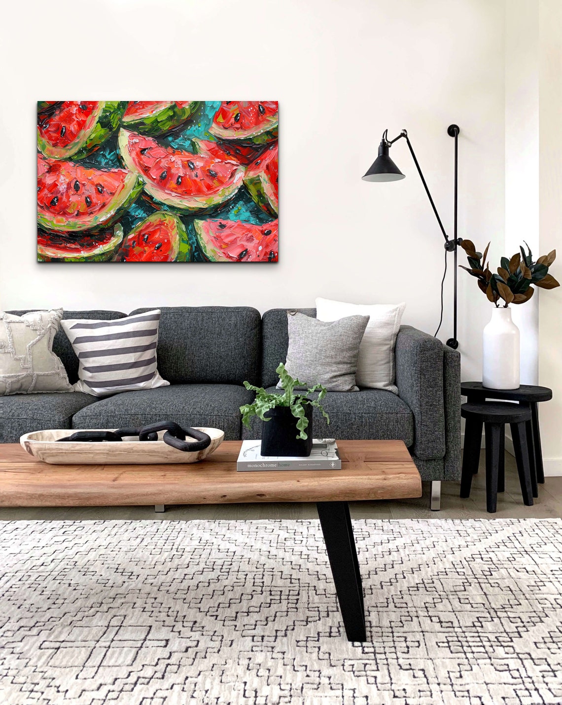 Vibrant Watermelon Slice Pattern Dark Background Fruit Poster - Image 6