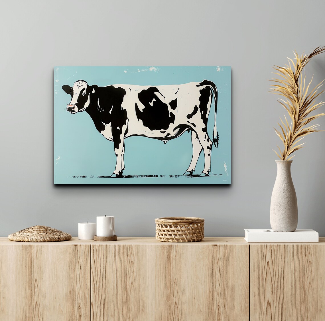 Spotted Holstein Cow Side Profile Retro Pop Art Farmhouse Poster - Image 5