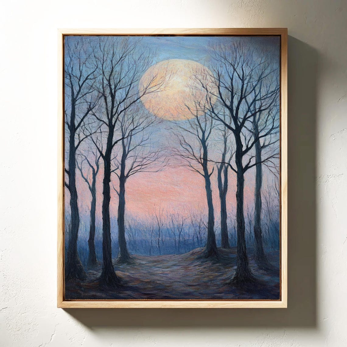 Moonlit Forest Trees Misty Twilight Full Moon Landscape Poster - Image 6
