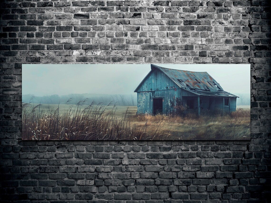 Antique Barn Art Print, Rustic Farmhouse Panorama - Image 2