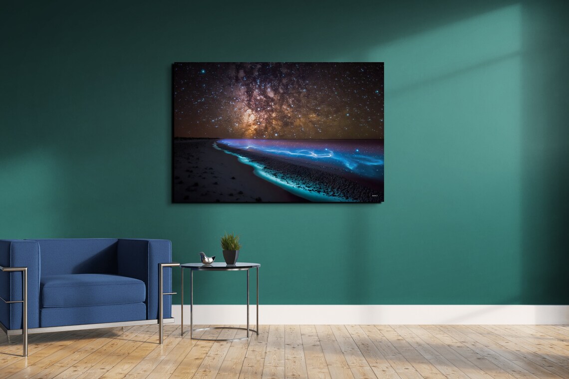 Milky Way Over Bioluminescent Beach Night Sky Photo Home Decor Poster - Image 5