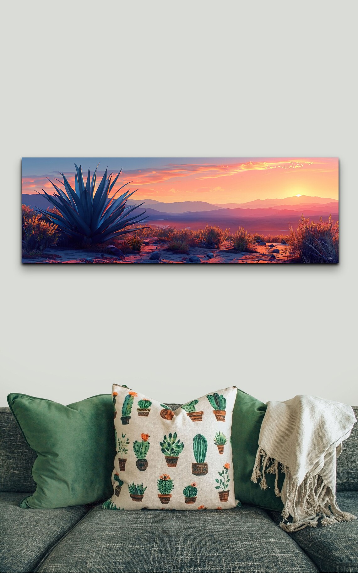 Agave Plant Desert Sunset Mountains Panoramic Southwest Print - Image 4