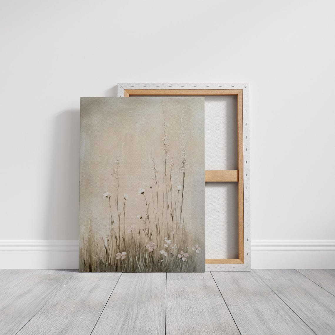 Minimalist Beige Wildflower Meadow Pastel Neutral Soft Art Poster - Image 3
