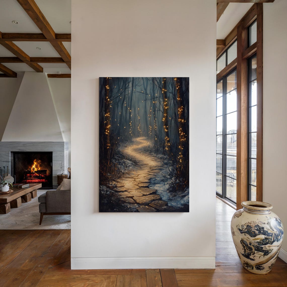 Enchanted Forest Path With Fairy Lights Magical Winter Poster - Image 5