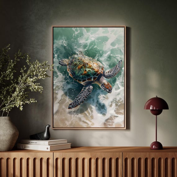 Watercolor Sea Turtle Art Print, Ocean Sea Life