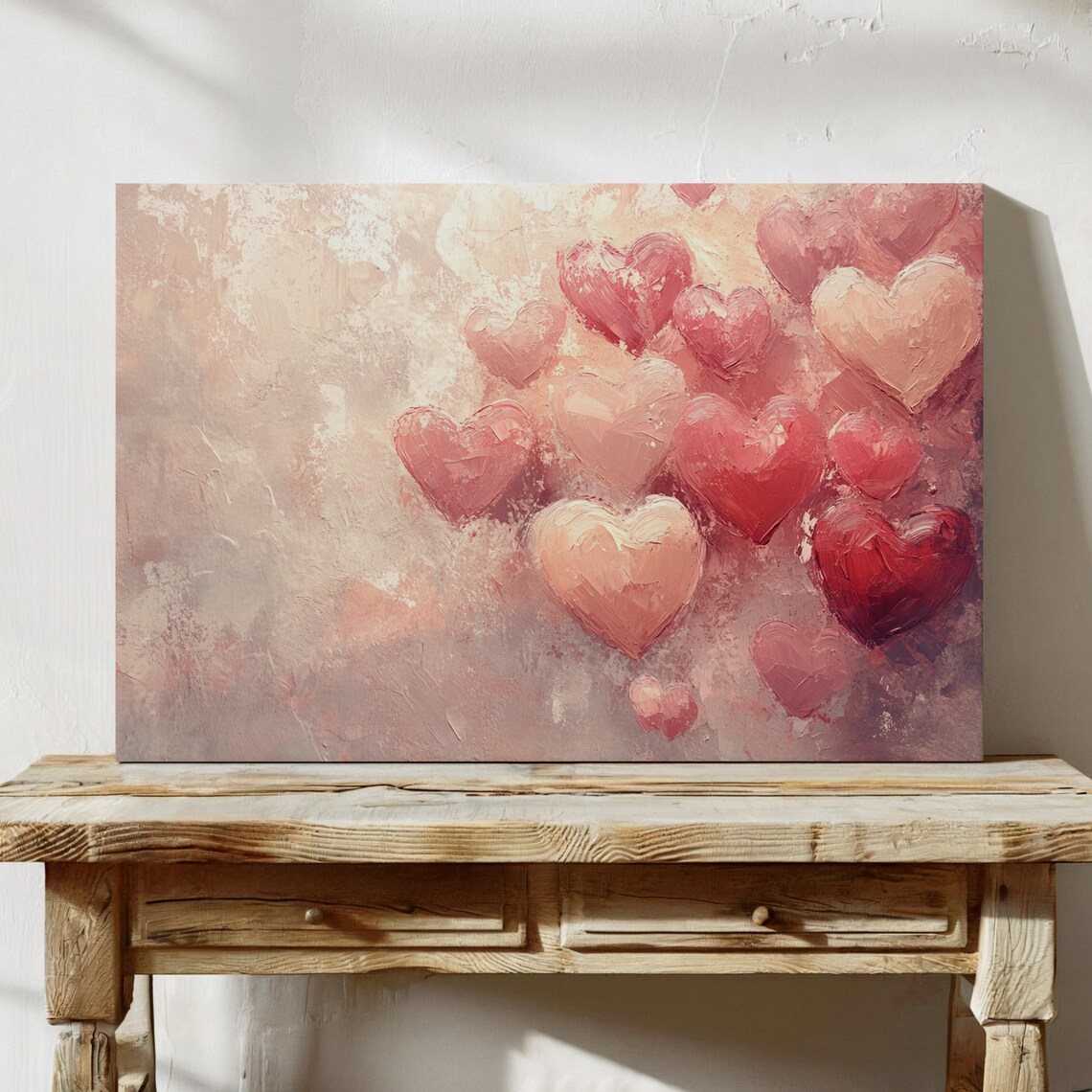 Blush Pink Hearts Textured Romantic Love Valentine Day Poster - Image 4