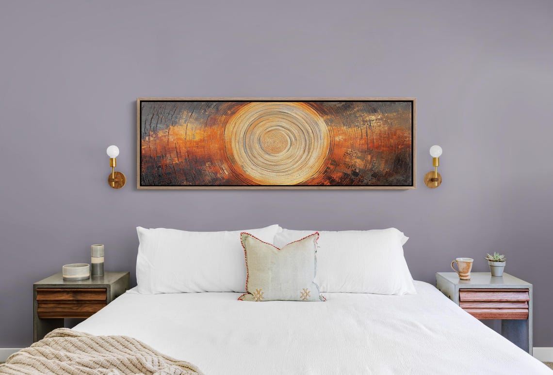 Warm Gold Panoramic Tree Ring Abstract Wood Grain Decor Poster - Image 5