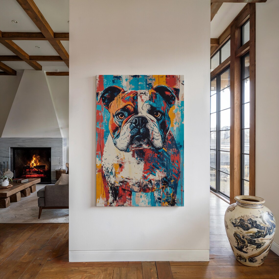 Bulldog Portrait Bold Abstract Colorful Dog Painting Wall Art - Image 4