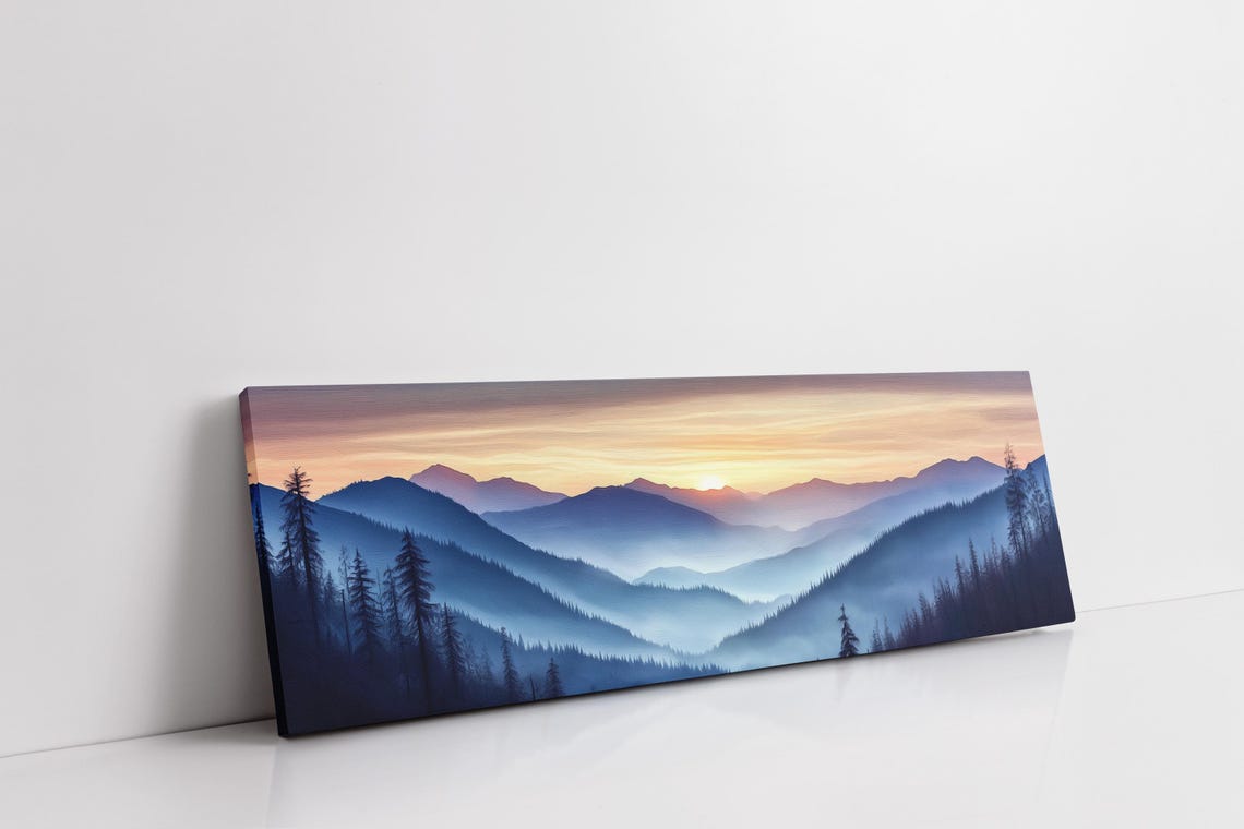 Golden Sunrise Over Misty Mountains Panoramic Forest Nature Poster - Image 3