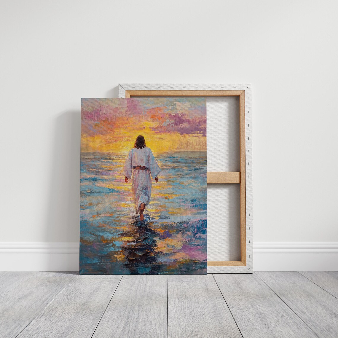Jesus Walking On Water Colorful Sunset Seascape Faith Poster - Image 6