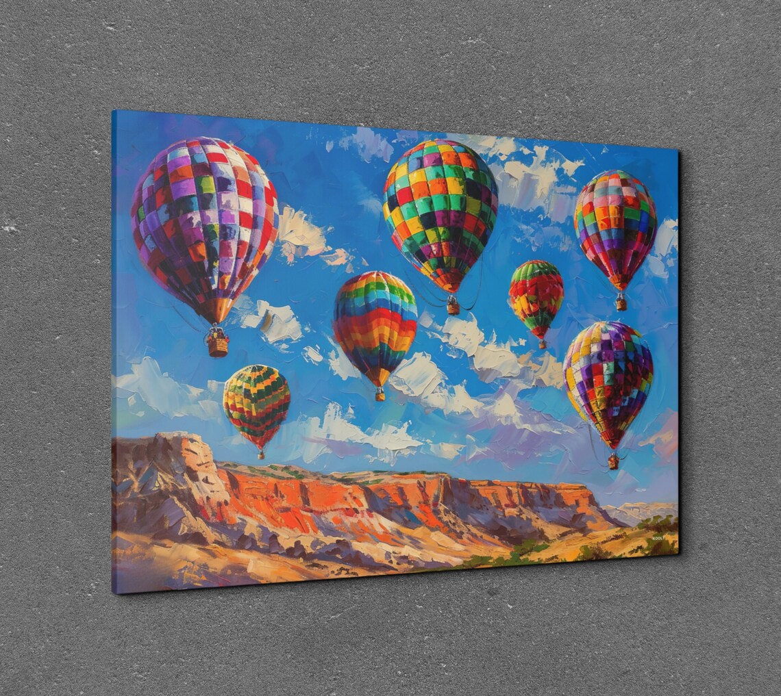 Southwestern Desert Hot Air Balloon, Retro Travel Poster - Image 3