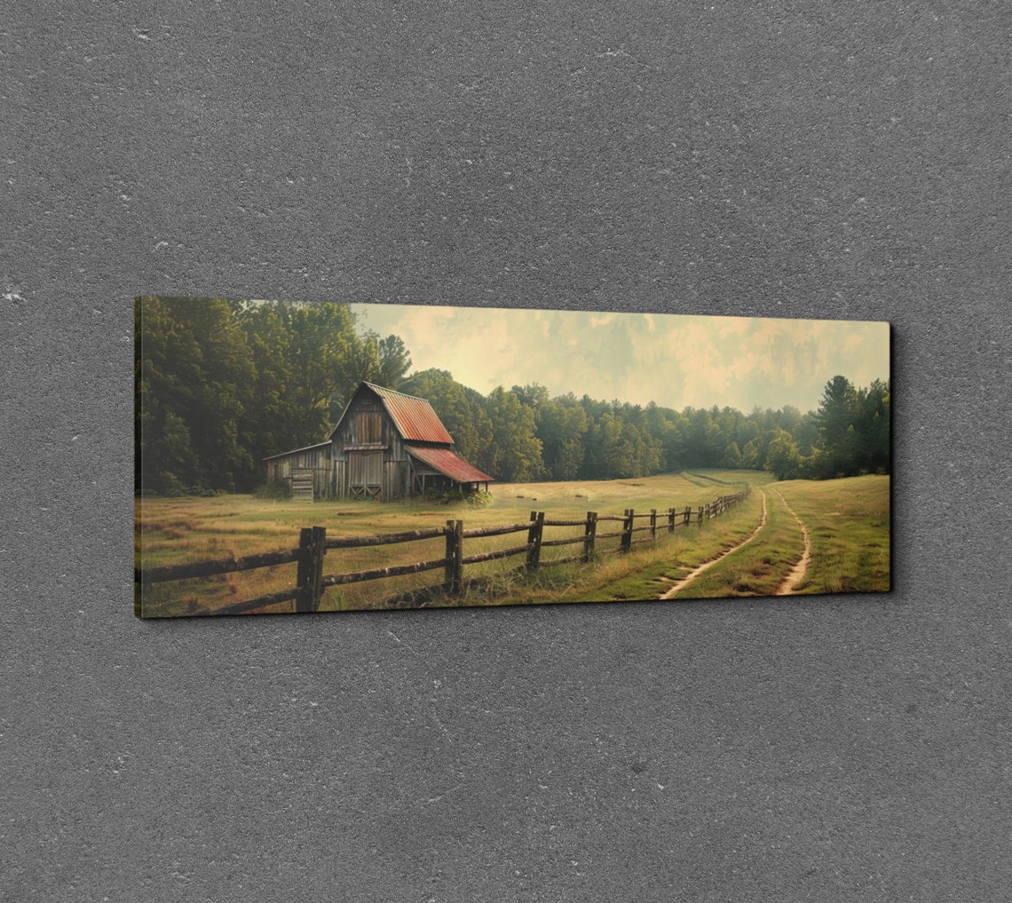 Panoramic Antique Barn Rustic Art Print - Image 3