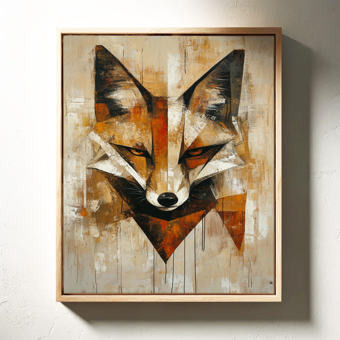 Abstract Geometric Fox Portrait Rustic Earthy Modern Wildlife Poster - Image 4