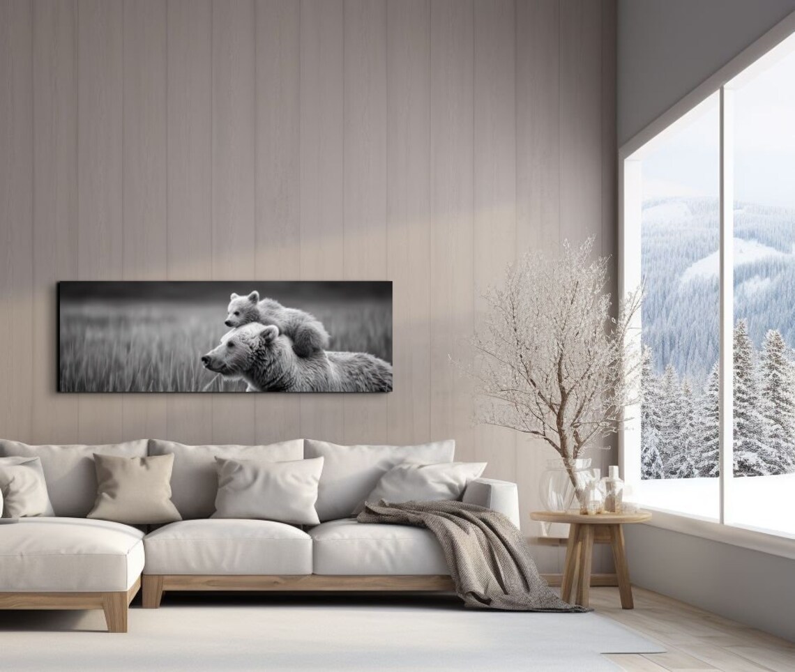 Mamma Bear Cub, Black And White Animal Art - Image 7
