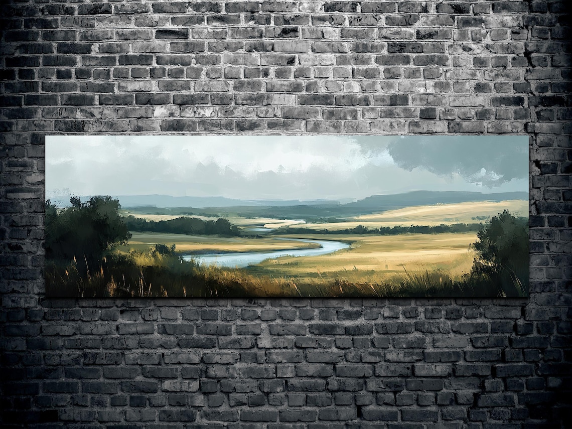 Serene River Landscape, Tranquil Landscape Art - Image 2