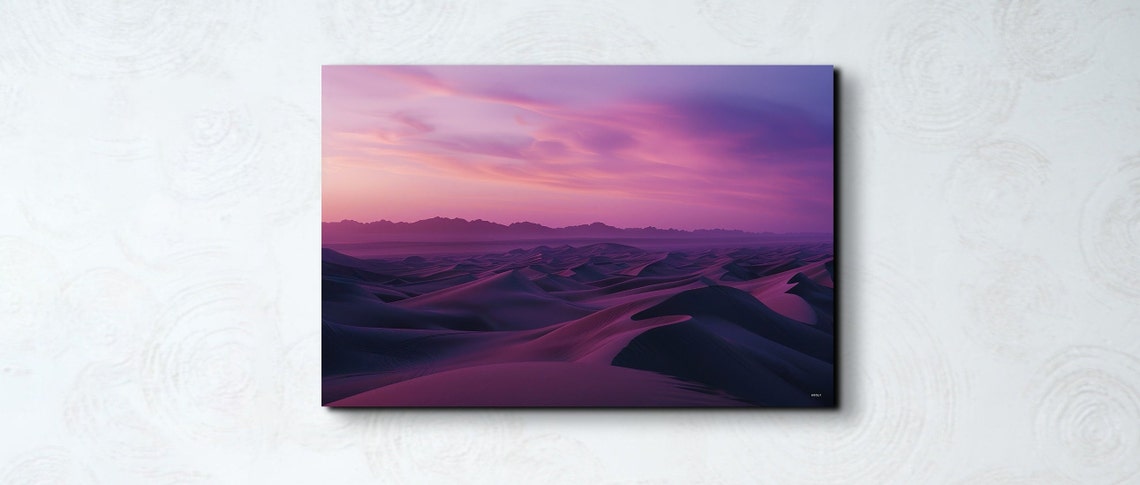 Desert Dunes At Dusk Pink Purple Sunset Minimalist Photo Style Poster