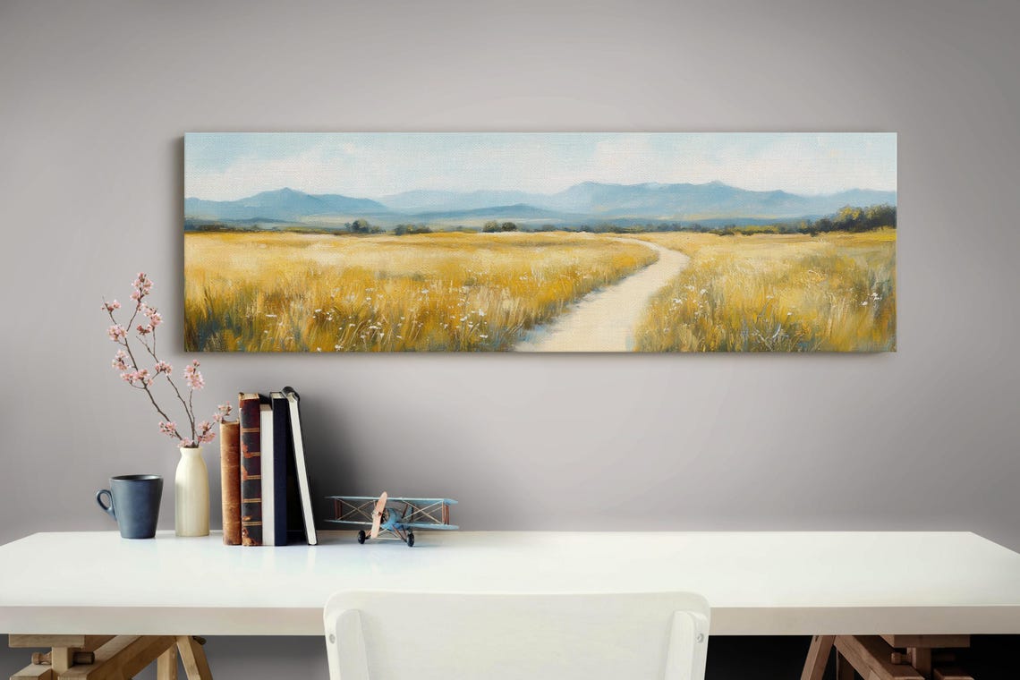 Golden Wheat Field Rustic Countryside Landscape Art Serene Nature Wall Decor Impressionist Rural Meadow Print - Image 4