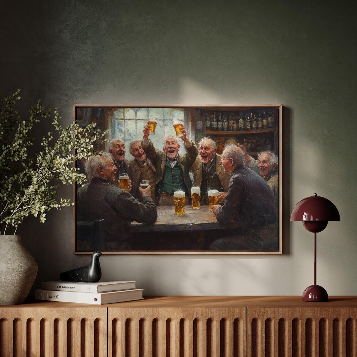Cheerful Irish Pub Scene, Rustic Wall Art Print - Image 6