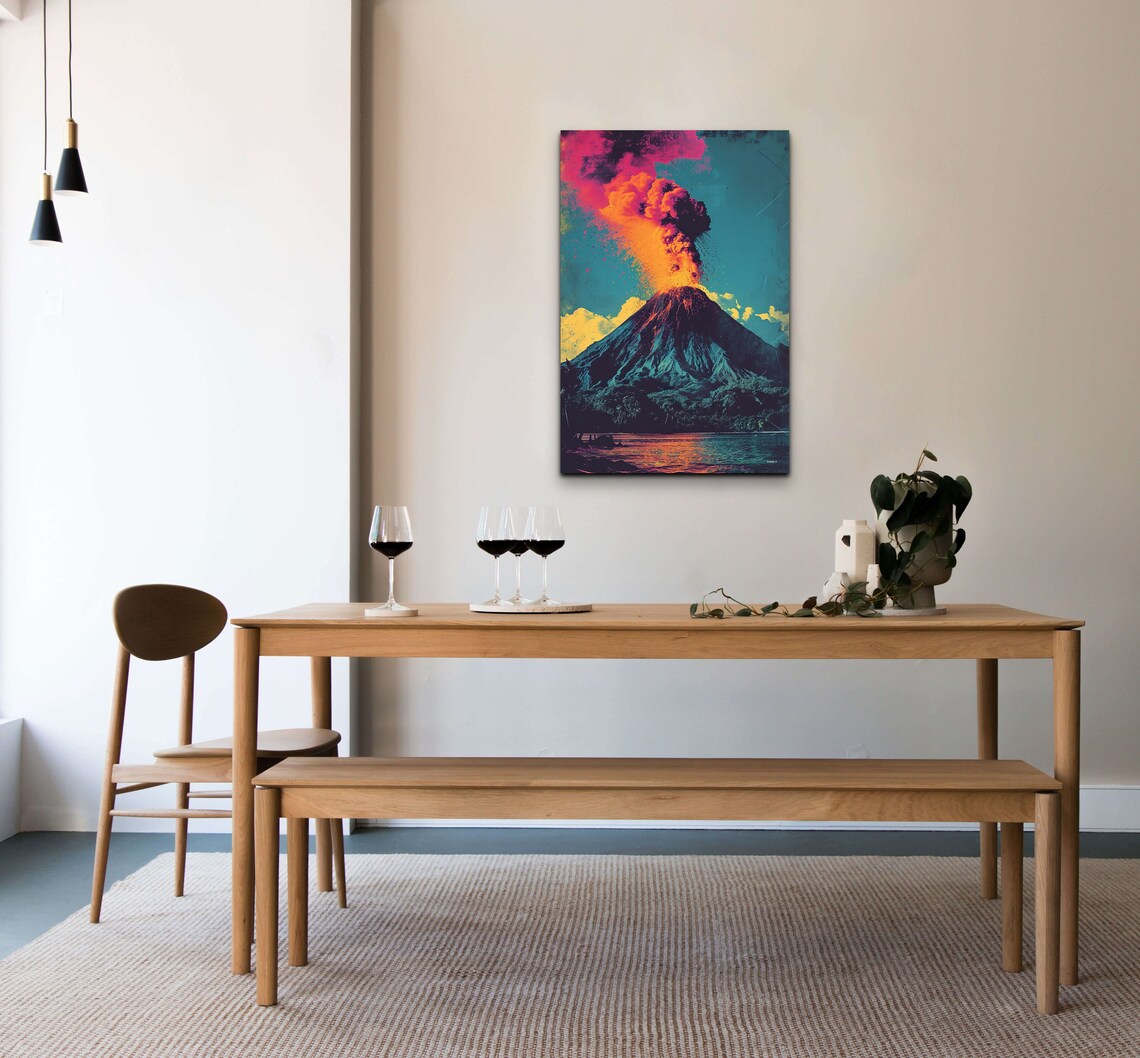 Pop Art Volcano Wall Art Mountain Art Nature Wall Art - Image 4
