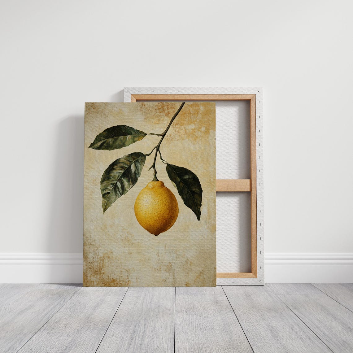 Single Lemon Antique Gold Canvas Vintage Fruit Still Life Poster - Image 5