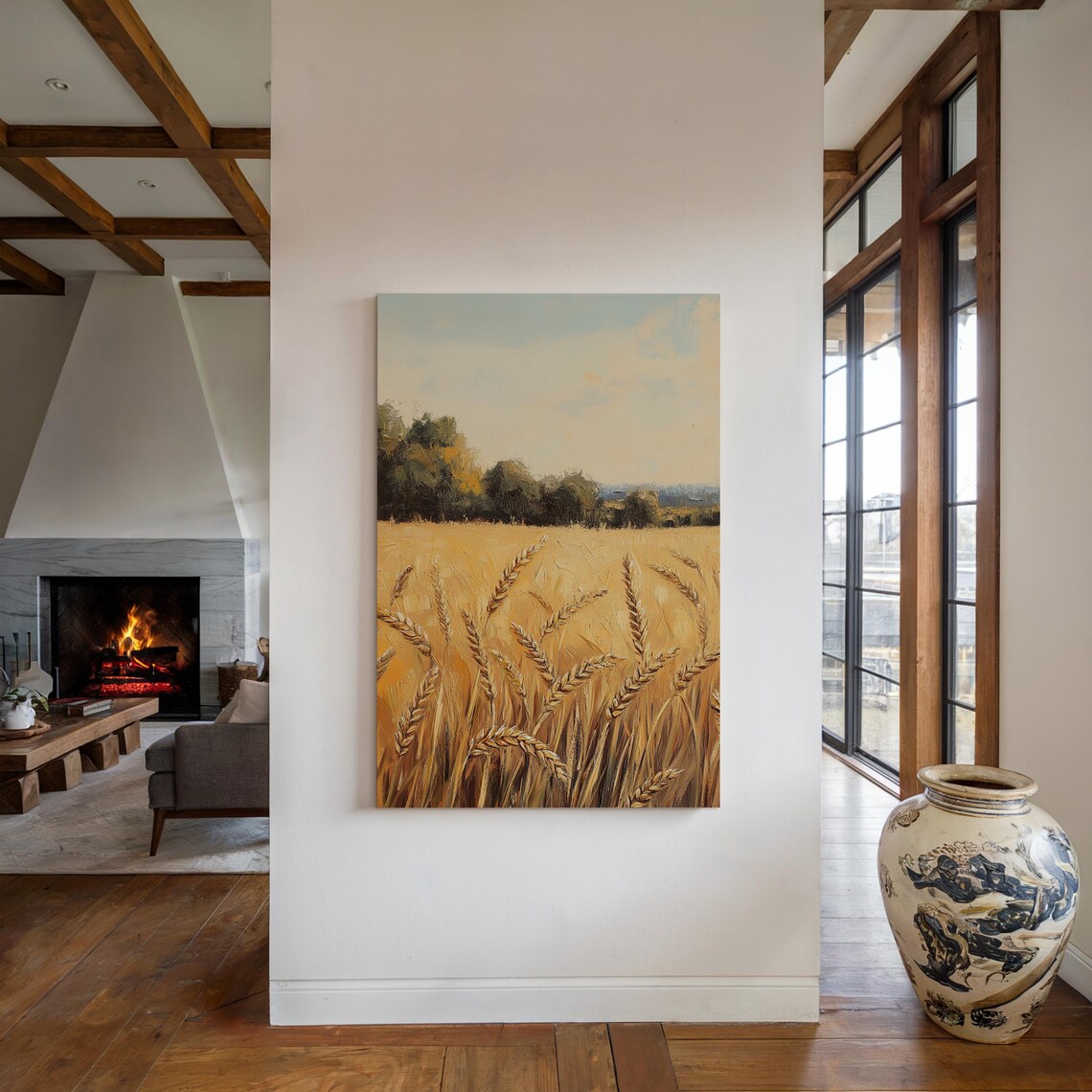 Golden Wheat Field Close Up Harvest Stalks Sunlit Meadow Rustic Poster - Image 2