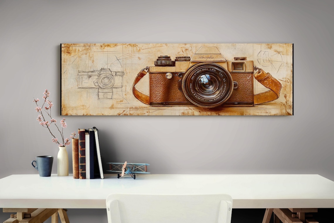 Vintage Leather Camera Sketch Art Print, Retro Photography - Image 4