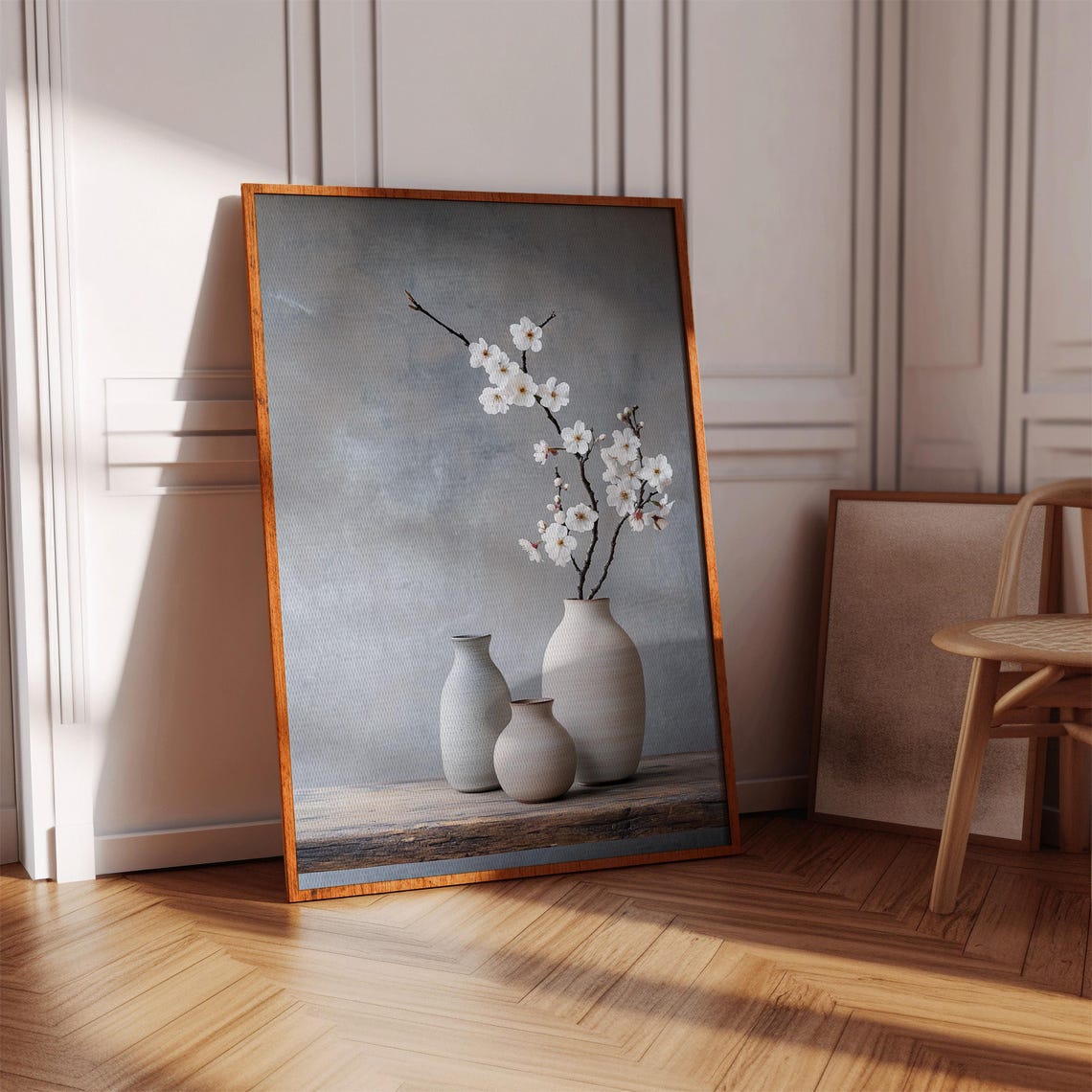 White Blossom Branch Minimalist Still Life Ceramic Vase Poster - Image 4