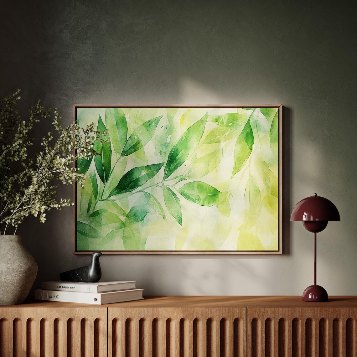 Watercolor Green Leaf Design, Botanical Wall Art - Image 4