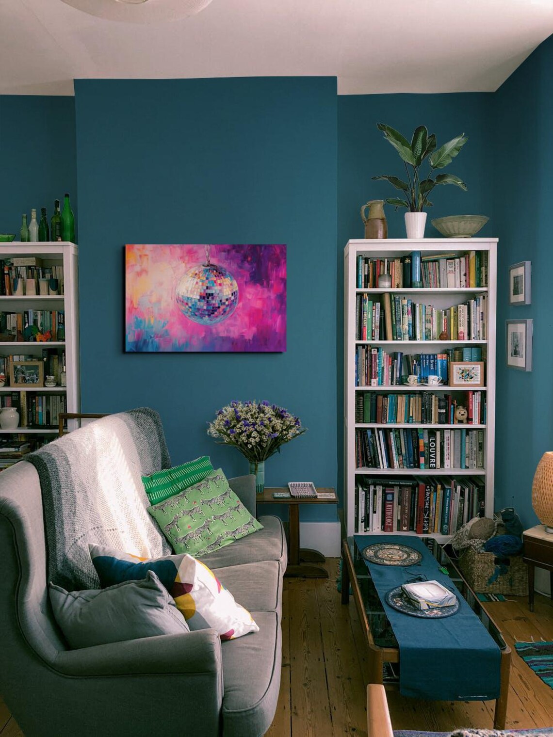 Disco Ball Magenta Pink Purple Abstract Canvas Party Art Poster - Image 3