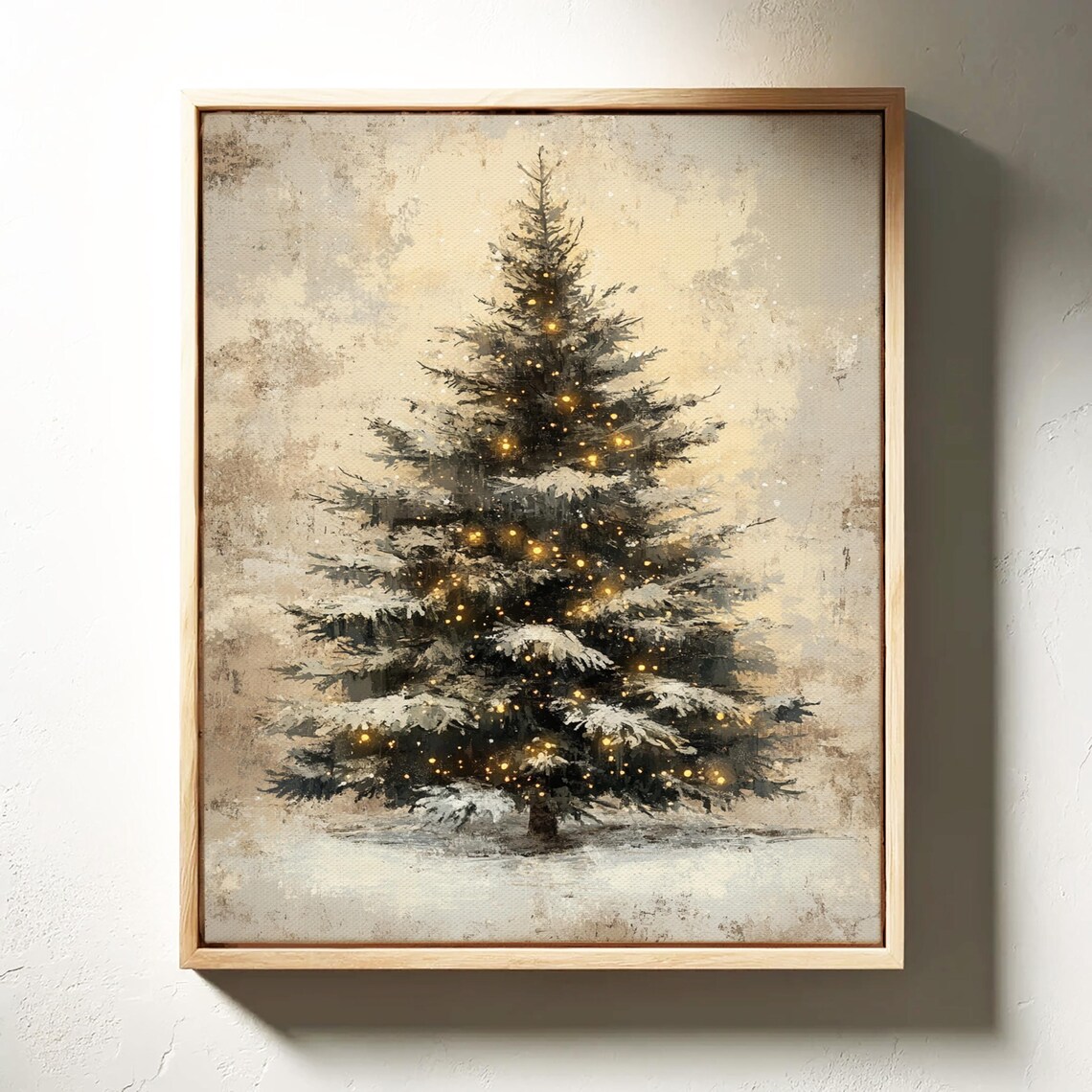 Snowy Christmas Tree Warm Lights Vintage Holiday Decor Poster - Image 7