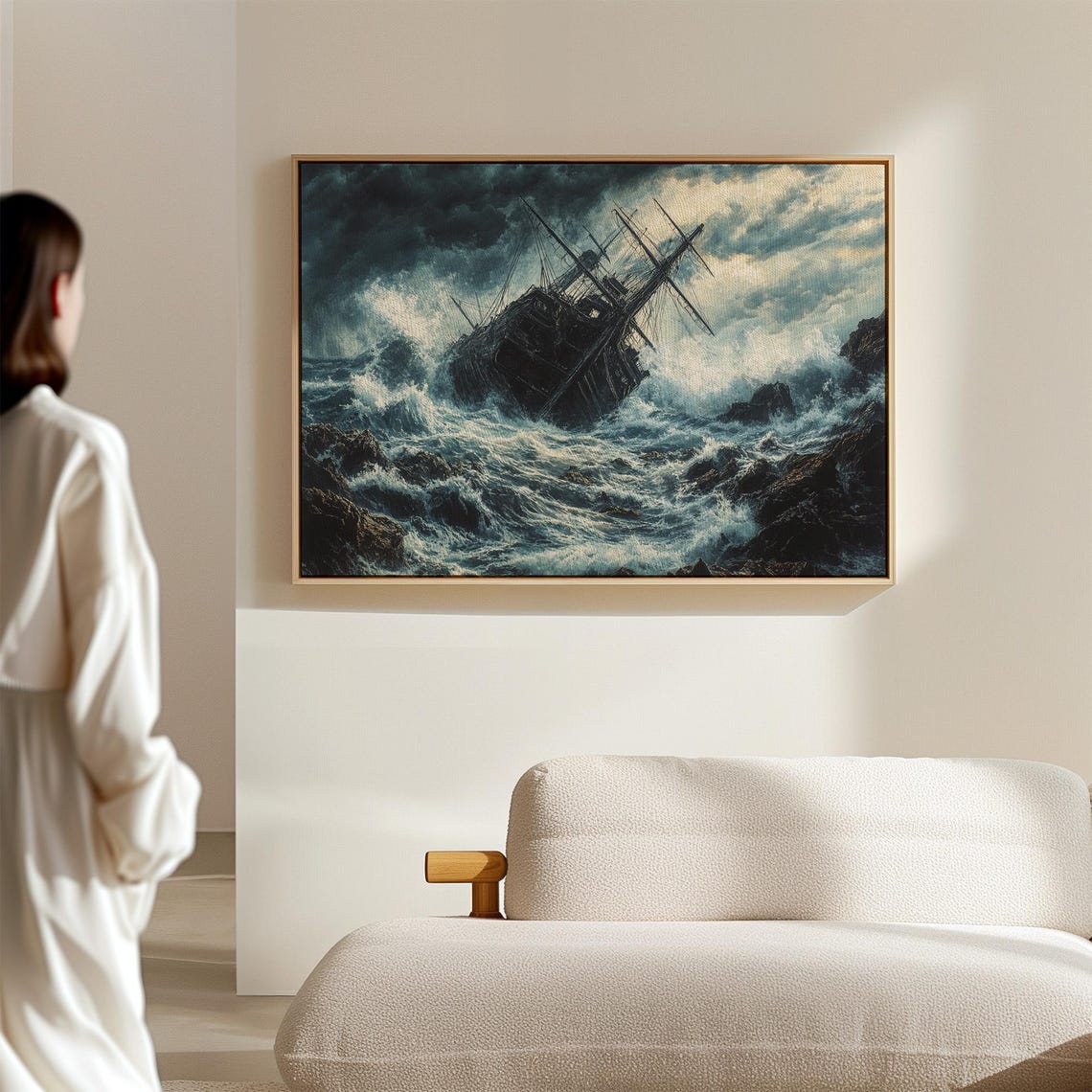 Shipwreck on Stormy Rocky Seas Dramatic Ocean Waves Nautical Poster - Image 7