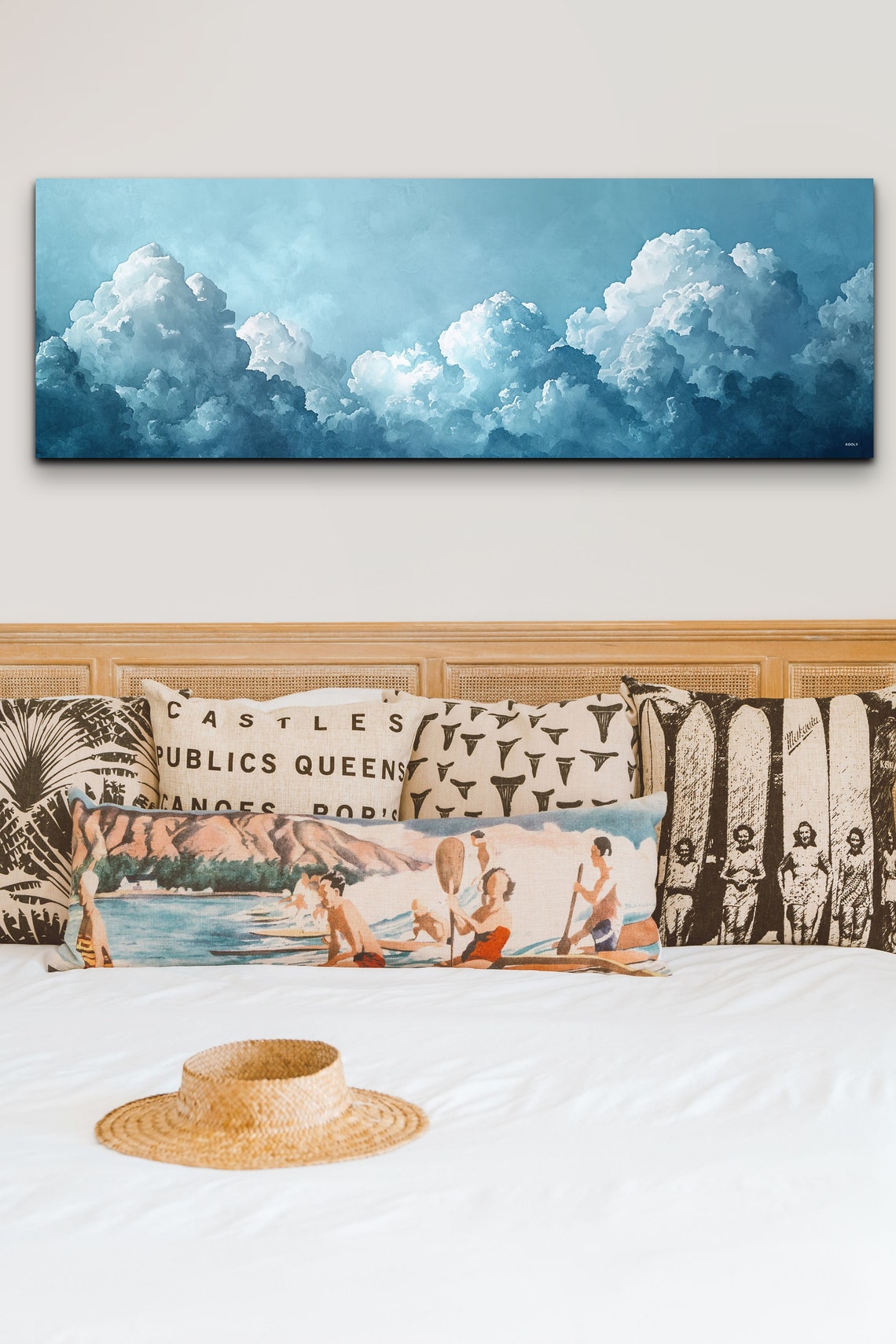 Panoramic Cloudy Blue Sky Cumulus Clouds Calm Landscape Wall Art - Image 6