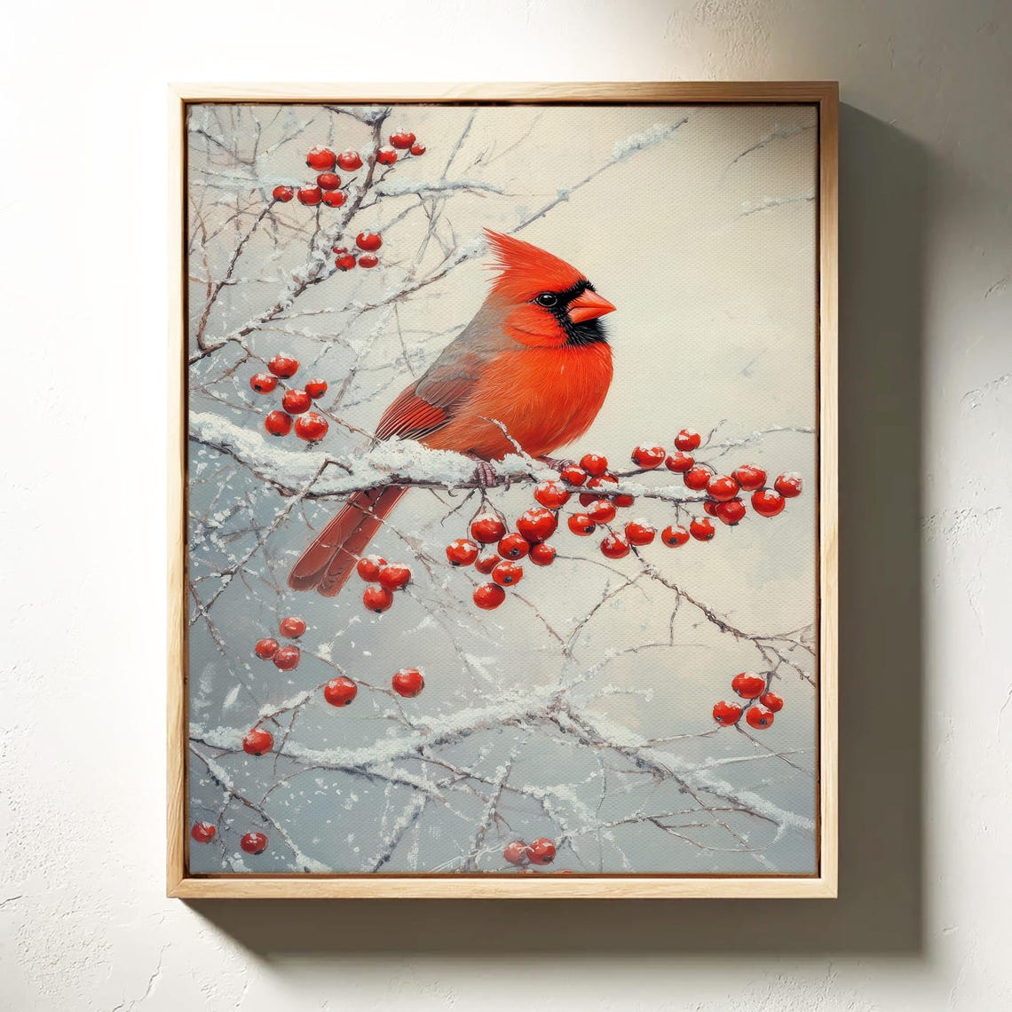 Northern Cardinal Winter Berries Snowy Bird Wildlife Art Print - Image 4