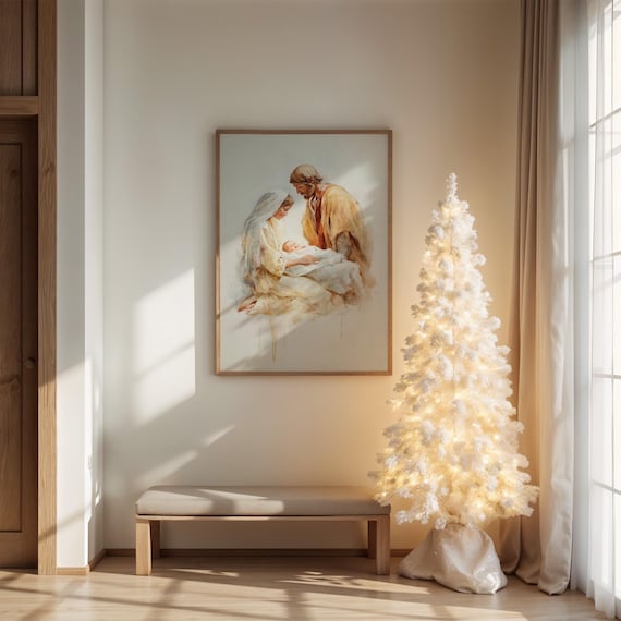 Holy Family Nativity Scene Christmas Art Print