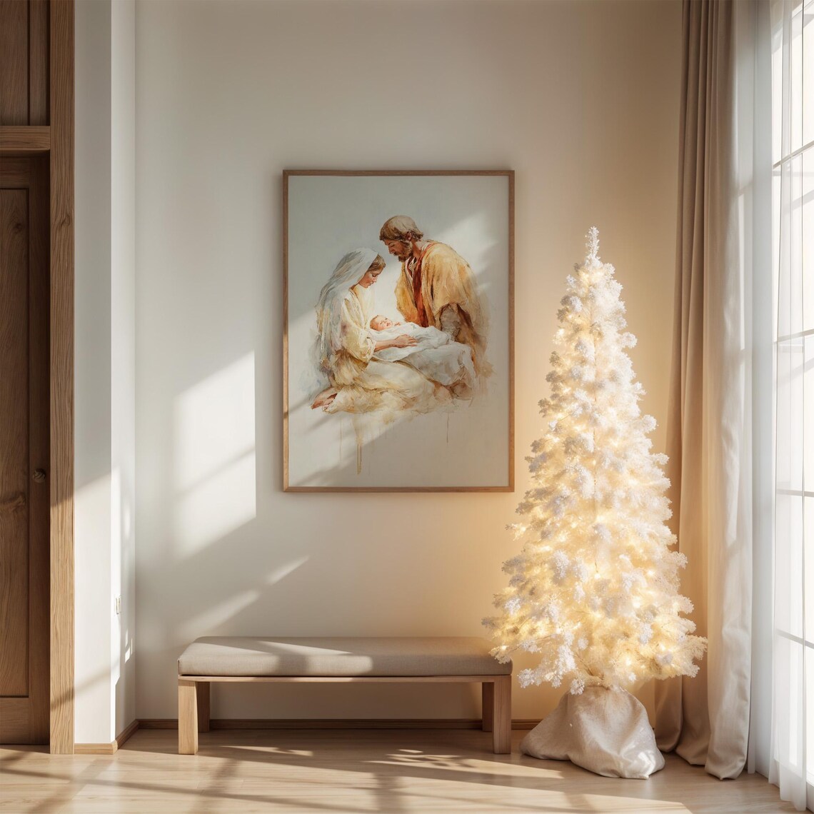 Holy Family Nativity Scene Christmas Art Print