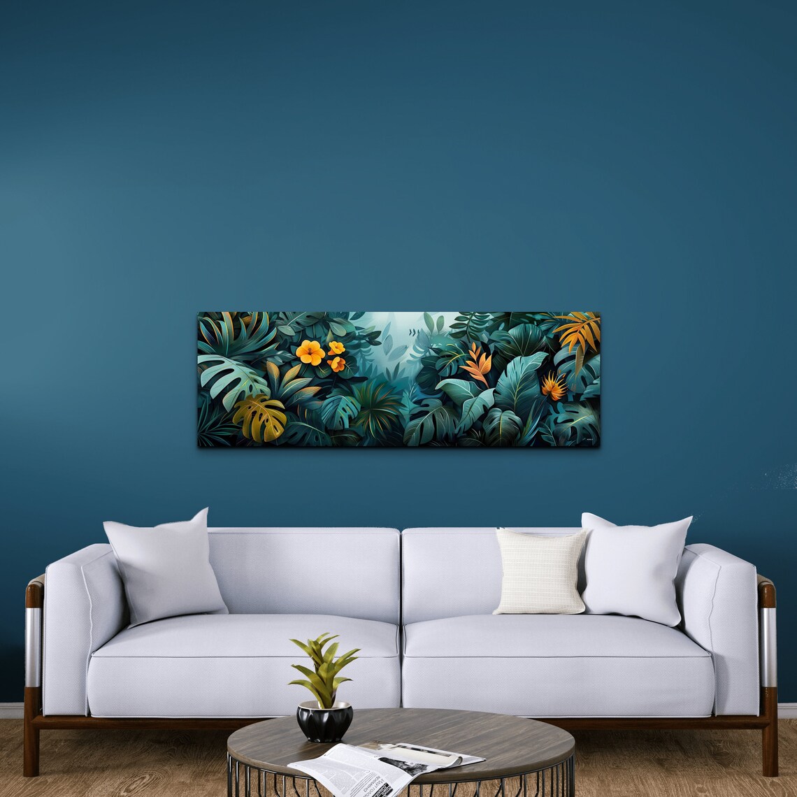 Tropic Botanical Floral Scene, Mid-Century Modern - Image 4